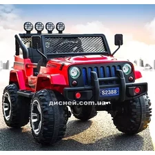 Детский электромобиль M 3237 EBLR-3 Джип, кожаное сиденье, красный